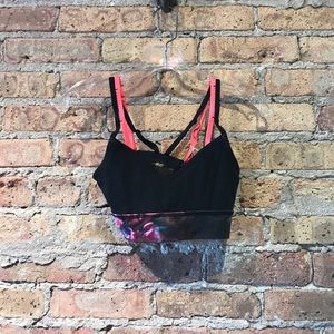 Lululemon black and coral patterned bra